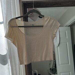 Cream Pointelle Crop Top